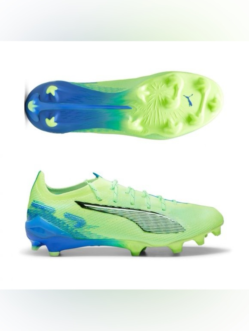 Brand New-Puma Ultra 5 Ultimate FG soccer cleats in Fizzy Apple/White/Bluemazing